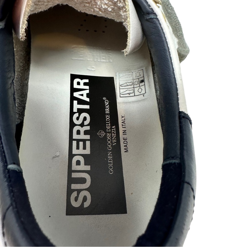 Golden Goose White Blue Super Star Leather Sneaker Women Size 40 US 10 No Box - Picture 17 of 17